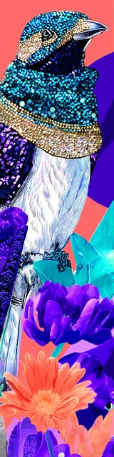 Free bird bookmark featuring a bird on an orange background